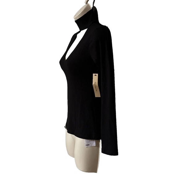 NWT Reformation Piper Size XS Black High Neck Cutout Ribbed Top Long Sleeve - Picture 9 of 12